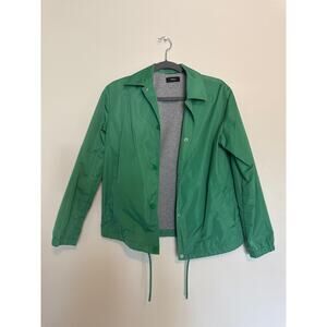 Theory Windbreaker Jacket - Green Snap-Front Lightweight Size S